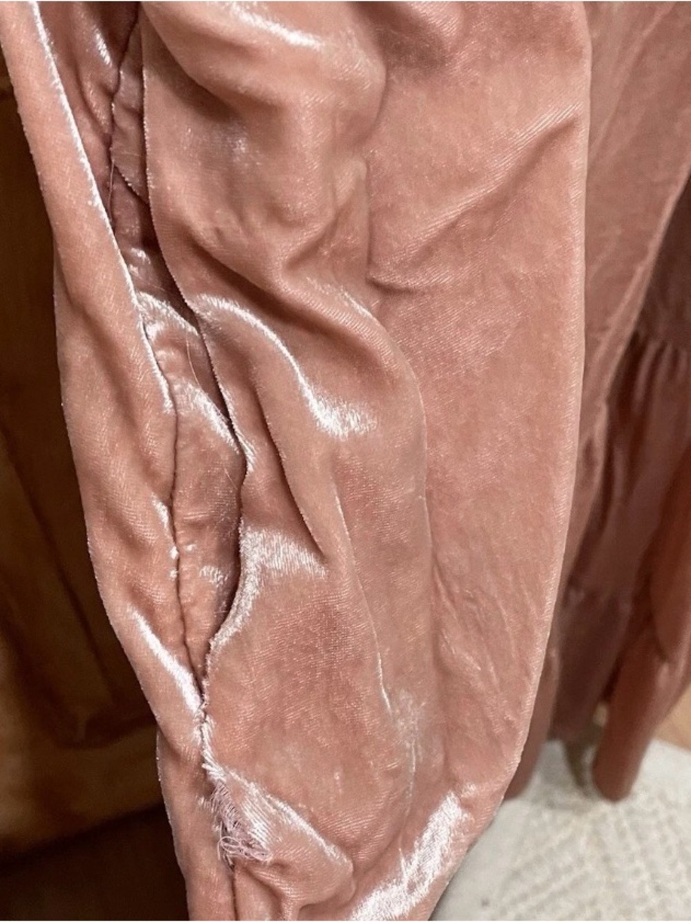 Anthropologie 22W Blush Pink Velvet Empire Waist Midi Plus Dress EUC 3X As-Is - Picture 7 of 12
